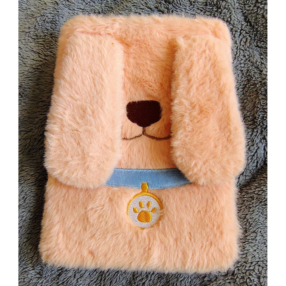 Peach Plush Dog Cover Lined Notebook Animal Print Dogs & Puppies Theme